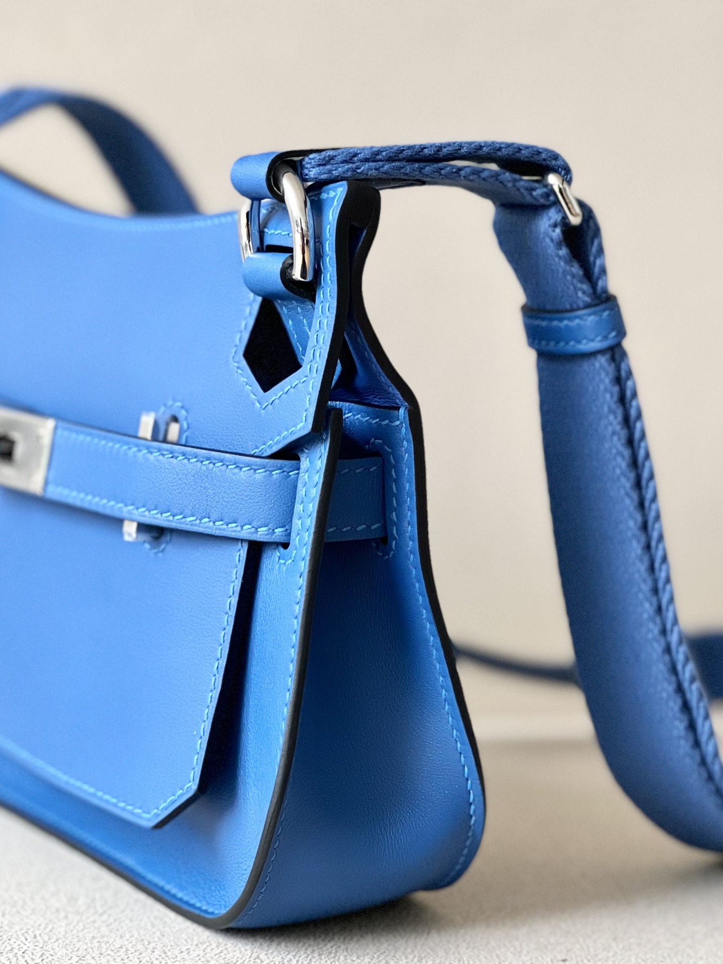 Hermes Jypsiere Mini Shoulder Bag In Blue Swift Leather